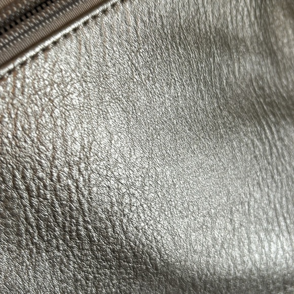 Silver colored purse with hair on hide key/card holder - Picture 4 of 9